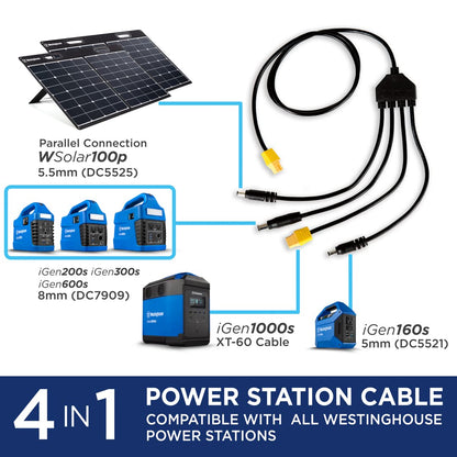 Panneau solaire portable Westinghouse WS100P 100 W pour centrales électriques portables 