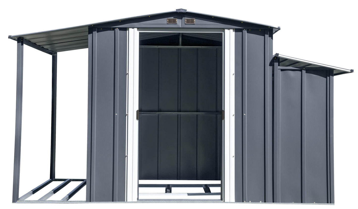 Arrow Sheds 10' x 5' Galvanized Steel 3-in-1 Pad-Lockable Outdoor Utility Storage Shed, Anthracite Modern