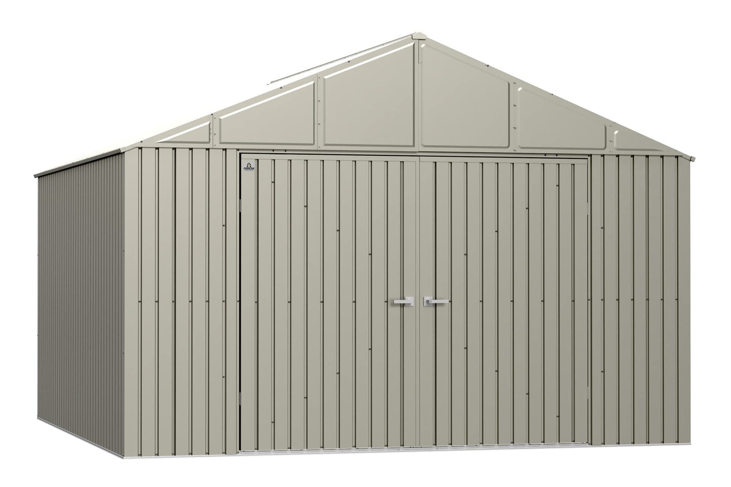 Arrow Shed Elite Hangar de rangement extérieur en acier avec toit à pignon verrouillable, gris froid, 12' x 12' 