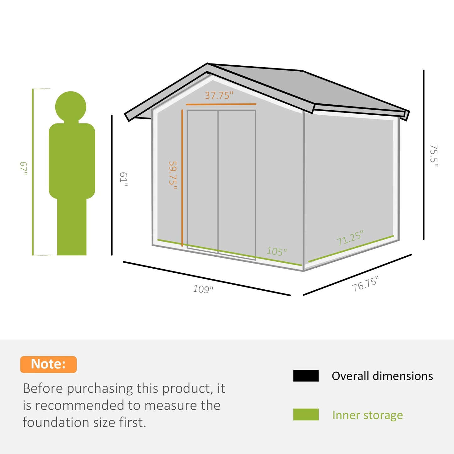 Outsunny Abri de rangement en métal de 9' x 6', maison à outils de jardin avec doubles portes coulissantes, 4 bouches d'aération pour jardin, patio, pelouse, argent 9' x 6' 