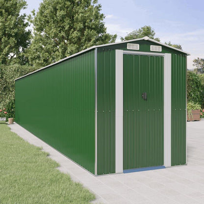 GOLINPEILO Abri de jardin extérieur en métal, grand hangar à outils utilitaire en acier, abri de jardin en acier avec doubles portes coulissantes, rangement utilitaire et outils, vert 75,6"x402"x87,8" 75,6"x402"x87,8" 