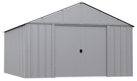 Arrow Sheds Classic 12' x 14' Outdoor Padlockable Steel Storage Shed Building, Flute Grey