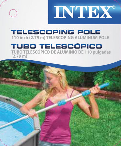 INTEX 29055E Poteau télescopique en aluminium 110 pouces pour l'entretien des piscines hors sol Arbre de 110 pouces (2,79 m) uniquement