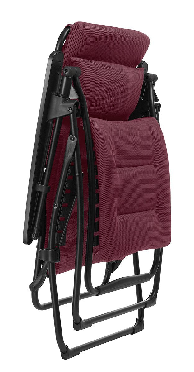 Lafuma Futura Air Comfort Zero Gravity Recliner (Bordeaux Red) Padded Folding Outdoor Reclining Chair Bordeaux Red AirComfort