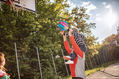 Ballon de basket pour enfants taille 3 (22"), ballons de basket pour jeunes taille 5 (27,5") pour jouer à des jeux Cour intérieure, parc extérieur, plage et piscine Bleu rose