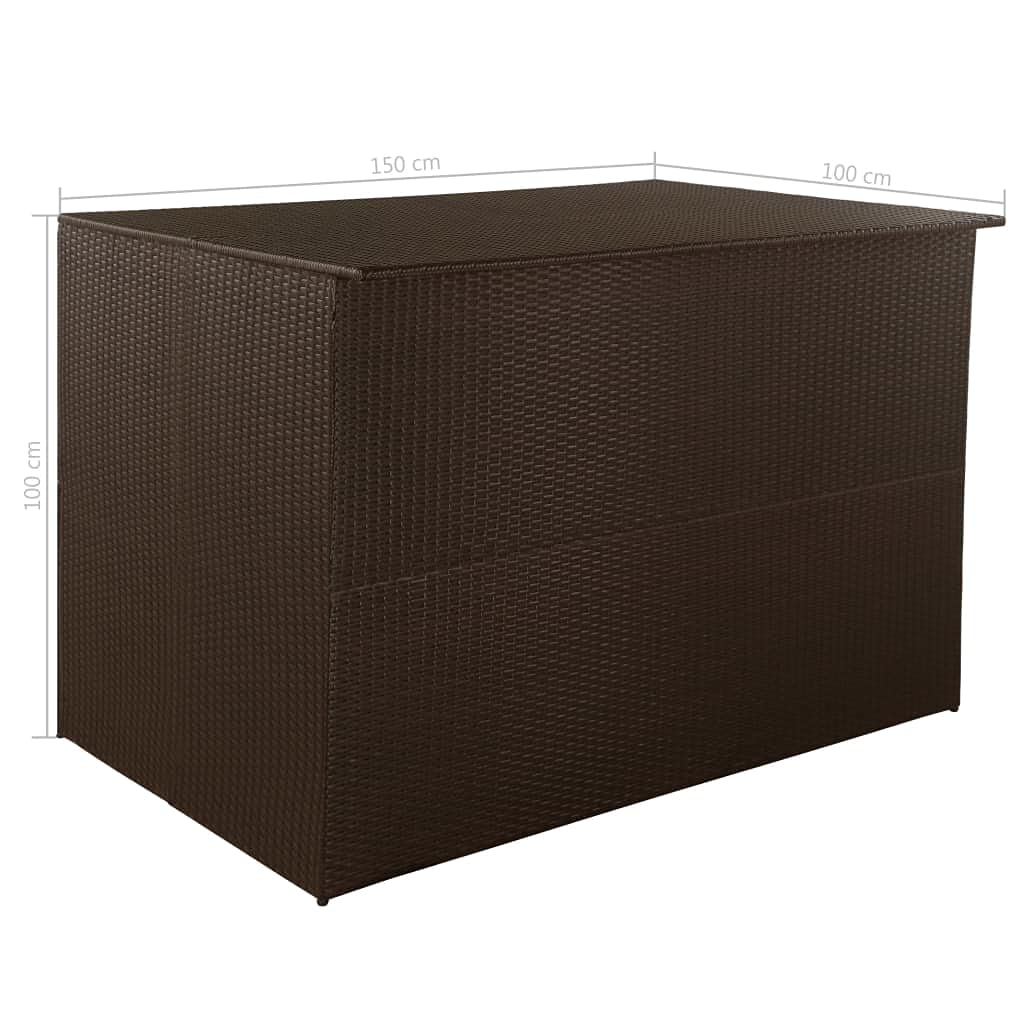 Queen.Y Coffre de terrasse extérieur de 330 gallons, boîte de rangement de jardin en osier de rotin, résistant à l'eau et durable, doublure en PE avec fermeture zippée, housse de meubles de patio, marron 59"x39,4"x39,4" 