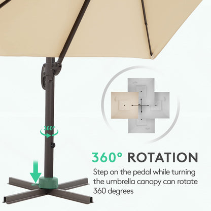 Parasol de patio carré en porte-à-faux 10FT Beige 