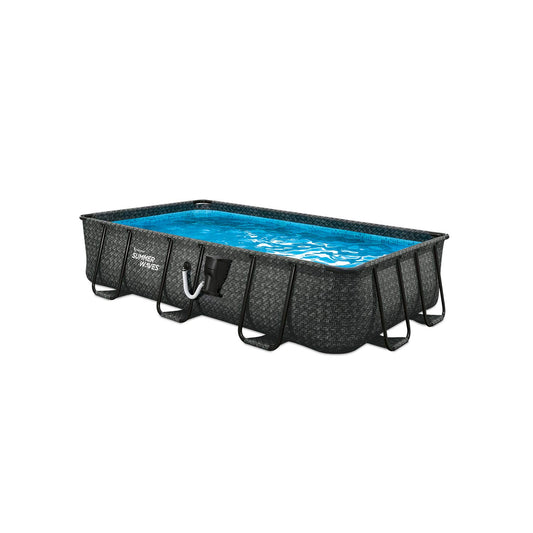 Summer Waves P41408361 14 x 8 Foot 36 Inch Elite Metal Frame Rectangular Above Ground Pool with SFX600 SkimmerPlus Filter Pump and SureStep Ladder 14 Foot