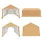 LAUREL CANYON 13 x 20 ft Garage Shelter Carport with 2 Roll up Doors Waterproof Portable Storage Shed for SUV, Full-Size Truck and Boat , 10 Legs，Beige BEIGE