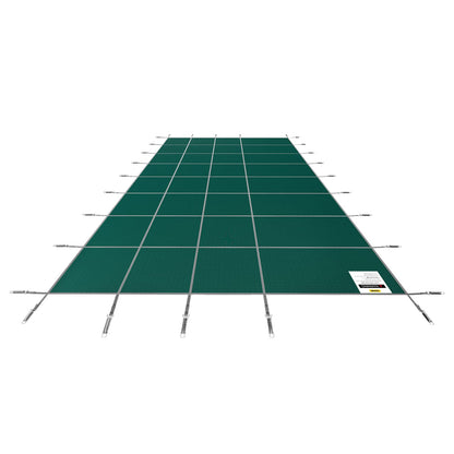 Happybuy Inground Pool Safety Cover, 16 x 32 ft Rectangular Winter Pool Cover with Left Step, Triple Stitched, High Strength Mesh PP Material, Good Rain Permeability, Installation Hardware Included 16 x 32 ft with 4x8ft Left Step