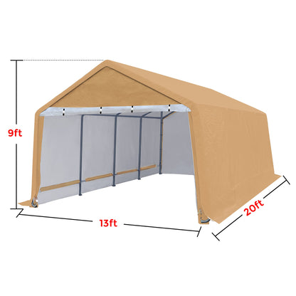 LAUREL CANYON Abri de garage de 4,3 x 6,1 m avec 2 portes enroulables, abri de rangement portable étanche pour SUV, camion pleine grandeur et bateau, 10 pieds, beige beige 