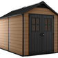 Keter Newton 7.5x11 Large Resin Outdoor Storage Shed Kit – Perfect to Store Patio Furniture, Garden Tools, Bike Accessories, and Lawn Mower, Mahogany Brown