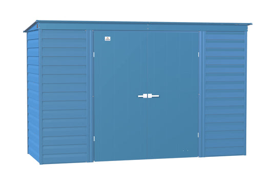 Arrow Shed Select 10' x 4' Outdoor Lockable Steel Storage Shed Building, Blue Grey