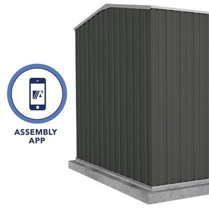 ABSCO Premier 10 x 7 pi. Hangar de rangement en métal, hangar à outils utilitaire en aluminium et en acier, rangement extérieur pour jardin, patio de pelouse, 70 m². Pi, Gris Monument 10'x7' 