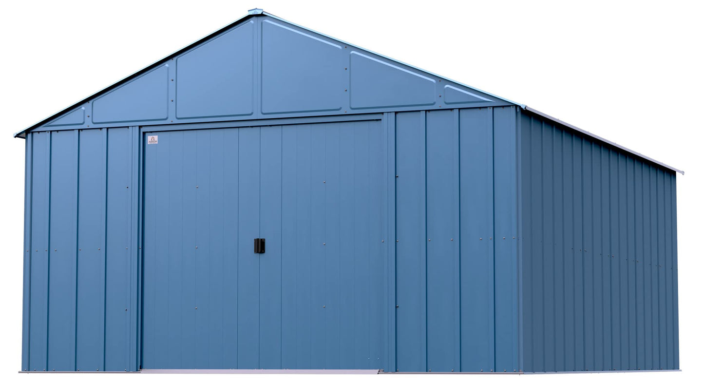 Arrow Sheds Classic 12' x 14' Outdoor Padlockable Steel Storage Shed Building, Blue Grey