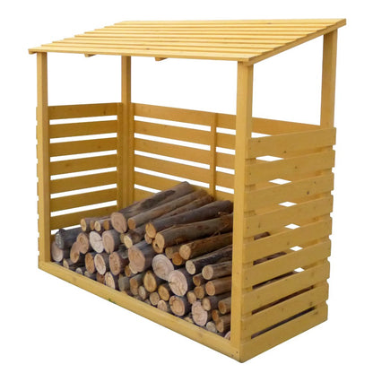 Leisure Season FS6828 Abri à bois de chauffage – Marron – Rangement extérieur couvert pour pile de bois, bûches, bois – Décoration rustique pour cour, terrasse, maison et patio – Grand support pour bûches, couverture, étagère, cabine et boîte à conteneurs 