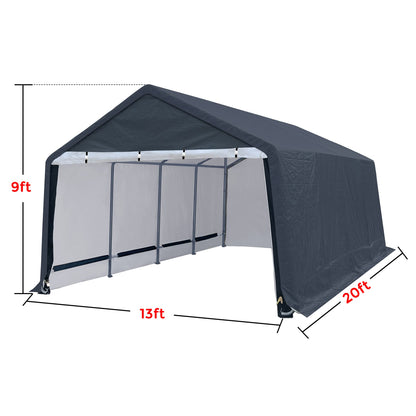 LAUREL CANYON Abri de garage de 4,3 x 6,1 m avec 2 portes enroulables, abri de rangement portable étanche pour SUV, camion et bateau, 10 pieds, gris gris 