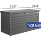 Biohort Leisuretime 120 Gal. Steel Metallic Dark Grey 53 in x 24 in x 28 in Deck Box with Soft Close Hydraulic Lift (120 Gallon) (120 Gallon) 120 Gallon