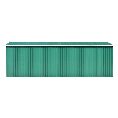 Gecheer Outdoor Storage Shed, Garden Shed House with Door & Vents, Galvanized Steel Storage Tool Shed for Backyard Patio Lawn for Bike, Garbage Can, Tool 101.2" x 228.3" x 71.3" Metal Green 101.2 x 228.3 x 71.3