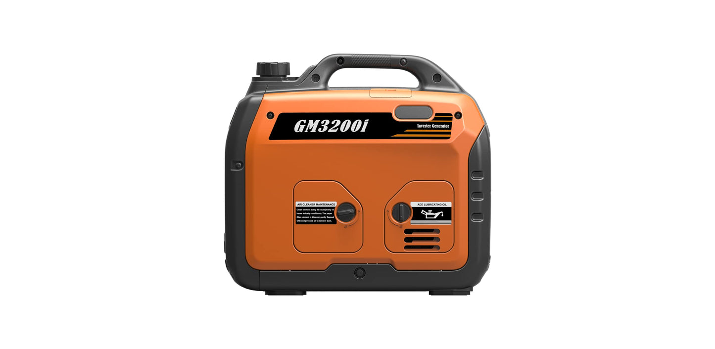 Générateur à onduleur portable GENMAX, moteur à essence ultra-silencieux de 3 200 W et prêt pour les camping-cars, conforme à l'EPA, fonction mode écologique, ultra léger pour une utilisation domestique et le camping (GM-3200i) GE-3300A 