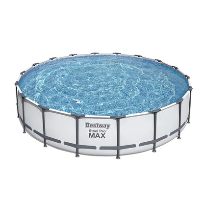 Bestway Steel Pro MAX 18 Foot x 48 Inch Round Metal Frame Above Ground Outdoor Swimming Pool Set with 1,000 Filter Pump, Ladder, and Cover 18' x 48"