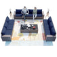 ALAULM 12 Pieces  High-back Sectional Sofa Sets Outdoor Patio Furniture Set - Dark Blue