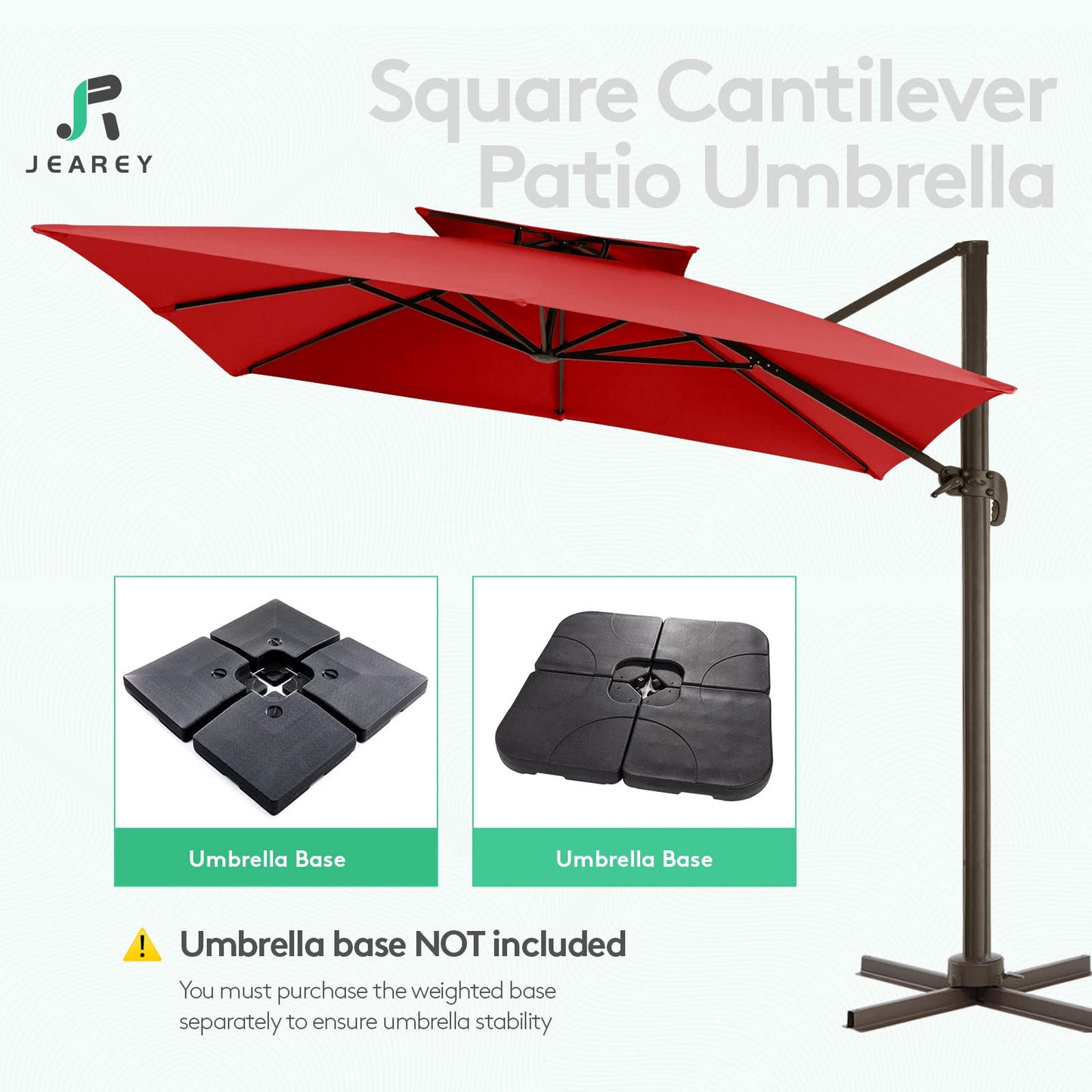 Parasol de patio en porte-à-faux carré 10 pieds rouge 