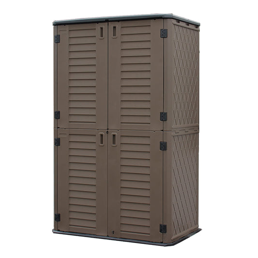 Mrosaa Sheds & Outdoor Storage, 52 Cu.ft Vertical Storage Sheds Outdoor with Floor, Outdoor Storage Cabinet Waterproof for Garage Storage, Pool Storage, Bike Shed, Garden Shed, Outdoor Storage (Brown) Coffee Brown