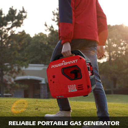 PowerSmart Générateur à onduleur portable 2 350 watts, générateur de gaz avec alerte CO, super silencieux, conforme CARB PS5025C 2 350 watts + alerte CO 