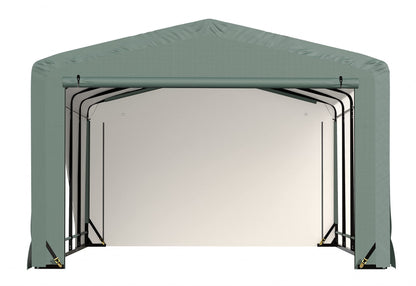 ShelterLogic ShelterTube Abri de garage et de stockage, 12' x 27' x 8', cadre en acier robuste, boîtier résistant au vent et à la neige, vert 12' x 27' x 8' 