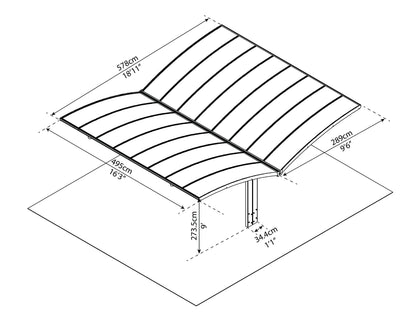 Palram - Abri d'auto double Canopia Arizona Breeze - 19' x 16' x 9' - Gris/Bronze 19 x 16 x 9 