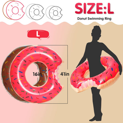 DMAR Donut Pool Floats Donut Pool Floatie Donut Tube Pool Donut Pool Float Donut Gonflables Donut Tube Intérieur Donut Pool Floatie Donut Anneau de Piscine Donut Anneau de Natation pour Piscine de Plage #9 Lot de 2 (Rose et Marron 41in)