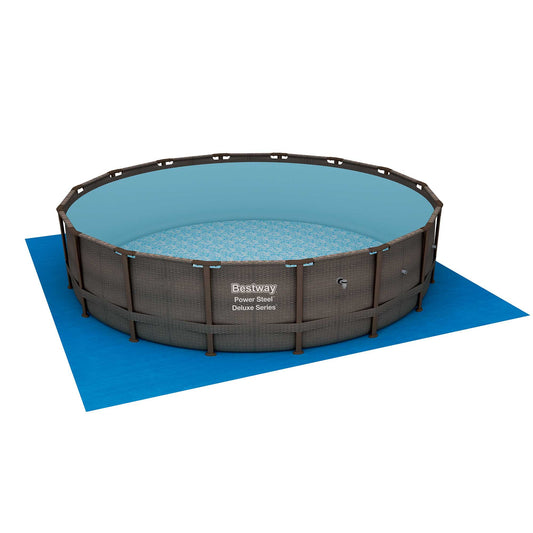 Bestway Power Steel 14 Foot x 42 Inch Round Above Ground Outdoor Backyard Swimming Pool Set with Filter Pump, Ladder, and Pool Cover 14' x 42" Gray