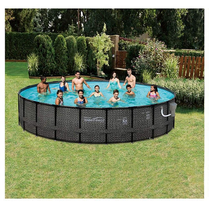 Summer Waves Elite P4A02048B 20ft x 48in Above Ground Frame Swimming Pool Set w/ Filter Pump, Pool Cover, Ladder, Ground Cloth, & Maintenance Kit Dark Herringbone