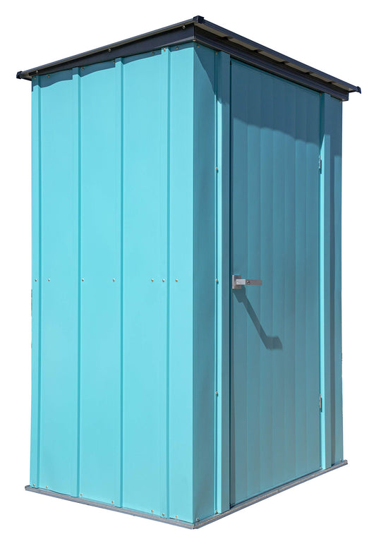 Spacemaker 4' x 3' Compact Outdoor Metal Backyard, Patio, and Garden Shed Kit, Teal and Anthracite