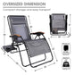 PORTAL Zero Gravity Chairs Set of 2, Gravity Chair with Padded Seat for Adult, Folding Reclining Zero Gravity Lounge Camping Patio Lawn Outdoor Chair Grey-2 Pack