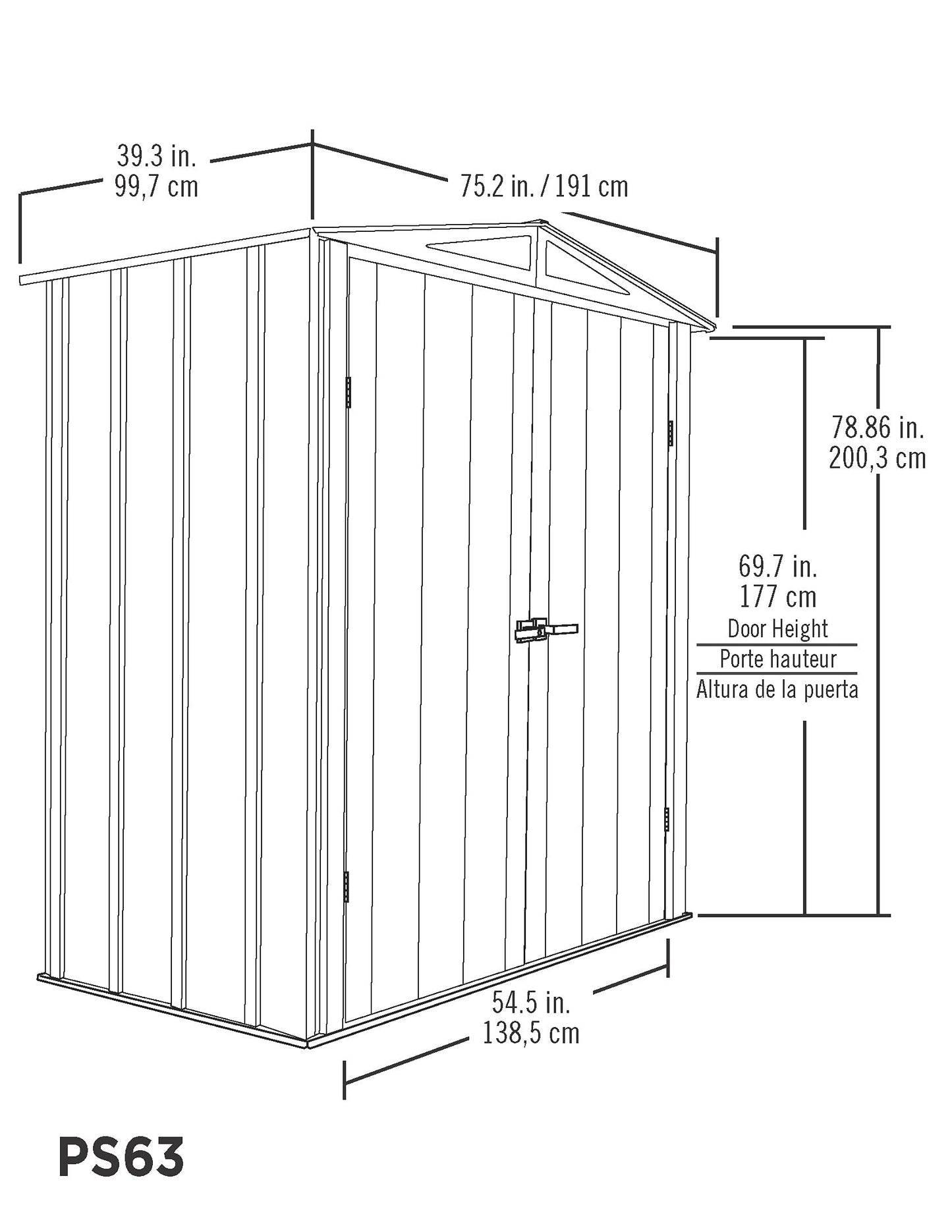 Arrow Abri de jardin compact en métal pour jardin, terrasse et abri de jardin, gris flûte et anthracite, 6' x 3' x 6' 