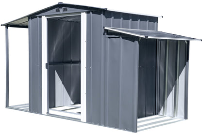 Arrow Sheds 10' x 5' Galvanized Steel 3-in-1 Pad-Lockable Outdoor Utility Storage Shed, Anthracite Modern