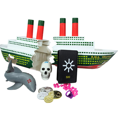 SWIMLINE Titanic Jouet de plongée sur le thème du navire coulant Trésor caché Combo Pack Jeu de bateau de croisière de capture et de récupération pour piscine et baignoire pour enfants Anneaux multicolores Éducation à la pratique de la plongée sous-marine