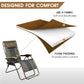 TIMBER RIDGE Oversized Zero Gravity Padded with Adjustable Headrest and Cup Holder Outdoor Recliner Chair XXL for Lawn, Camping, Patio, Support up to 350 LBS, Brown