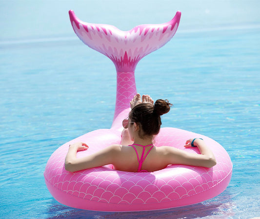 Jasonwell Giant Inflatable Mermaid Tail Pool Float with Fast Valves Summer Beach Swimming Pool Party Lounge Raft Decorations Toys for Adults Kids (Pink) Pink - XL