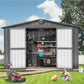 Domi Backyard Storage Shed 9.8’ x 7.9’ with Galvanized Steel Frame,Outdoor Garden Shed Metal Utility Tool Storage Room with Latches and Lockable Door for Balcony Lawn Poolside (Dark Gray) 10' x 8' Gable Roof