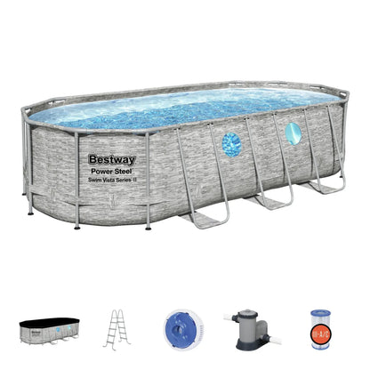 Ensemble de piscine extérieure hors sol Bestway Power Steel Swim Vista Series II 18' x 9' x 48"