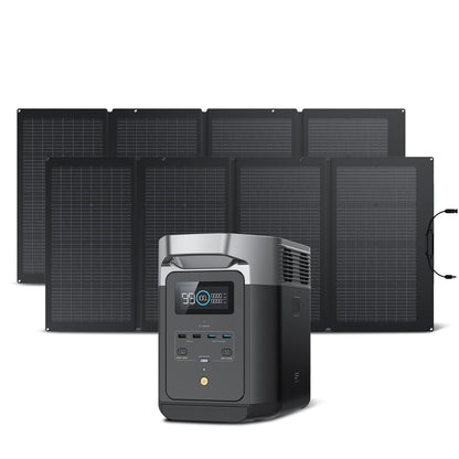 Générateur solaire EF ECOFLOW DELTA 2 avec 2 panneaux solaires portables de 220 W avec batterie LFP de 1 024 Wh 