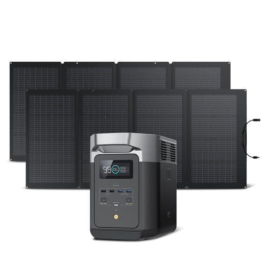 EF ECOFLOW Solar Generator DELTA 2 with 2x220W Portable Solar Panels with 1024Wh LFP Battery