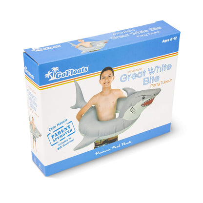 GoFloats 'Great White Bite' Shark Pool Float Party Tube - Inflatable Rafts, Adults & Kids Party Tube Jr.