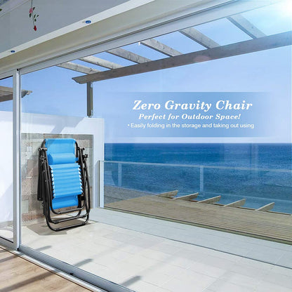 Homall Chaise Zero Gravity Chaises Longues de Pelouse Pliantes Réglables Chaise Longue d'Extérieur Chaise de Gravité Camp Chaise Longue Inclinable avec Oreillers pour Jardin et Plage Ensemble de 2 (Bleu Ciel) Bleu Ciel