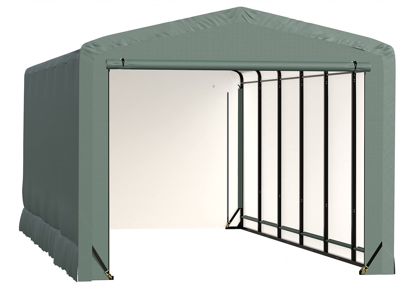 ShelterLogic ShelterTube Abri de garage et de stockage, 12' x 27' x 10', cadre en acier robuste, boîtier résistant au vent et à la neige, vert 12' x 27' x 10' 