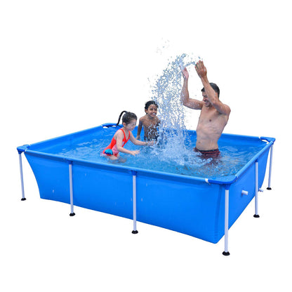 JLeisure Avenli 17818 8.5 x 6 x 2 Feet Outdoor Backyard Above Ground Rectangular Steel Frame Swimming Pool with Repair Patch for Kids & Adults, Blue 8.5' x 6'