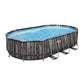 Bestway Power Steel 20' x 12' x 48" Oval Metal Frame Above Ground Outdoor Swimming Pool Set